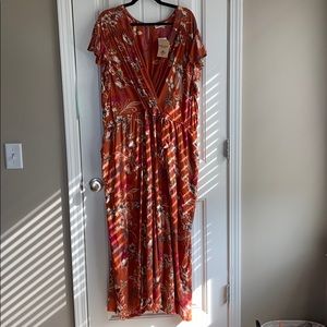 Orange, floral jumpsuit